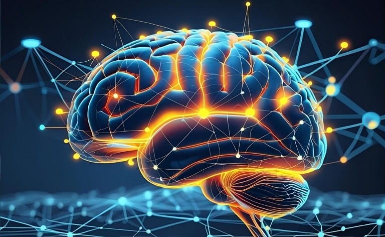 A visual representation of a complex, interconnected network (like a brain or a global web) with glowing nodes or lines highlighting key areas. This can symbolize evolving connections, data-driven insights, and the intricate nature of future trends.