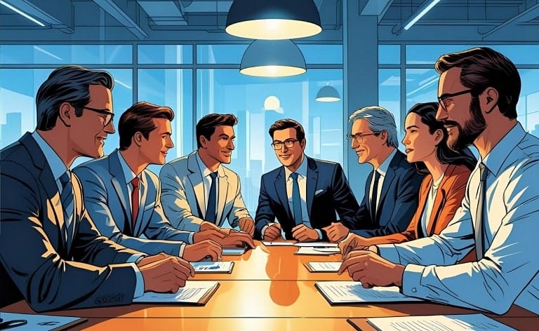 Group Discussion in Boardroom