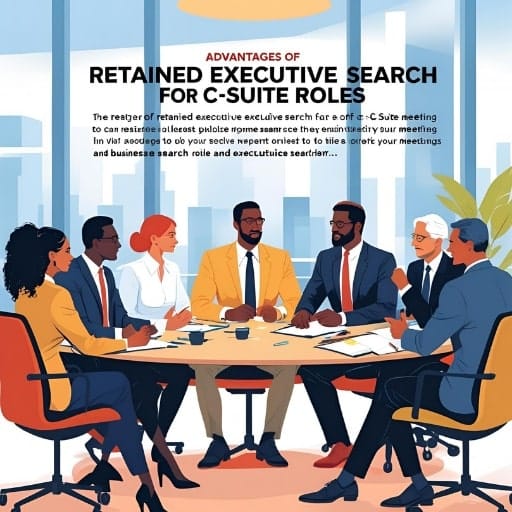 Executives reviewing candidate profiles on a large screen in a boardroom, demonstrating an executive search committee meeting.