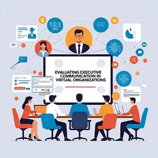 Business professionals seated around a circular conference table in a modern office, engaged in a discussion.