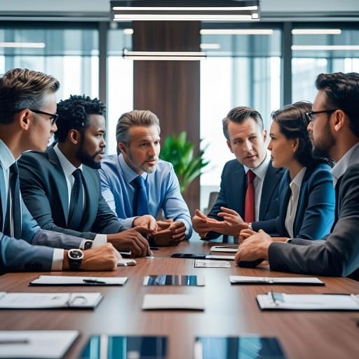 Executives in a meeting discussing strategies for structuring attractive incentive plans