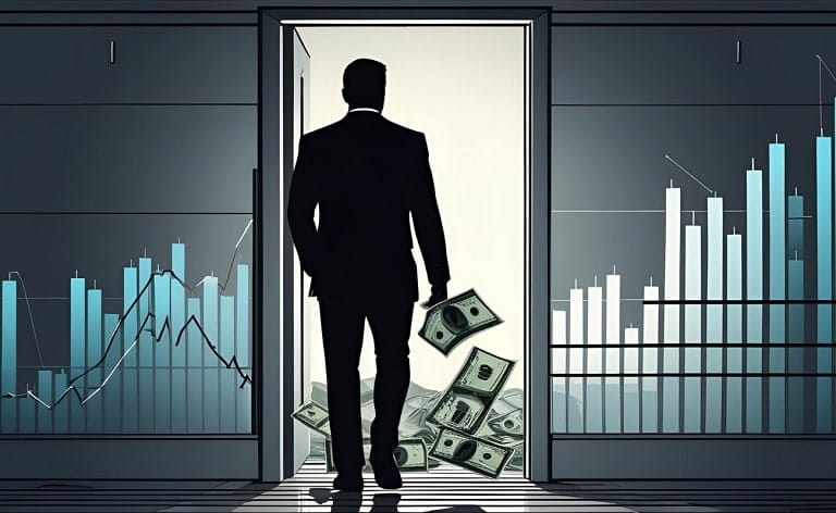 Conceptual image illustrating a C-suite executive's early resignation, symbolizing the significant financial and strategic costs of high turnover and the impact on company millions.