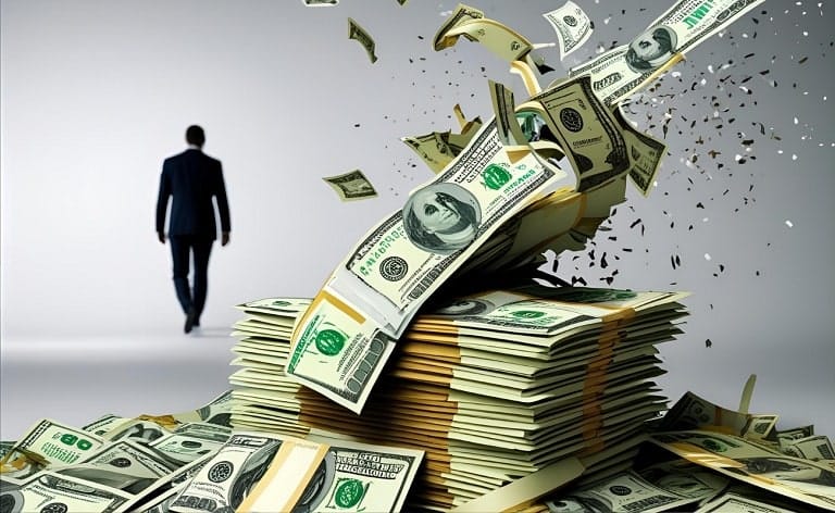 Conceptual image representing wasted executive search fees for a candidate who didn't last six months, symbolizing the financial loss and inefficiency of short-tenured C-suite placements.