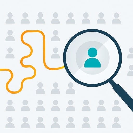 Conceptual image of a spotlight illuminating a single executive figure, representing how retained search finds scarce talent in a large market.