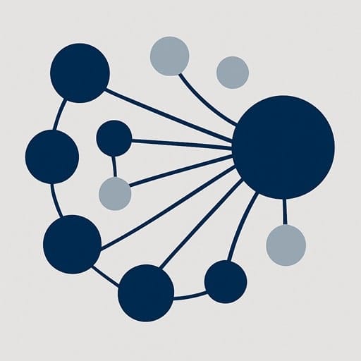 Abstract graphic showing interconnected points, symbolizing the leadership commitment and strategic alignment required for a successful retained executive search.