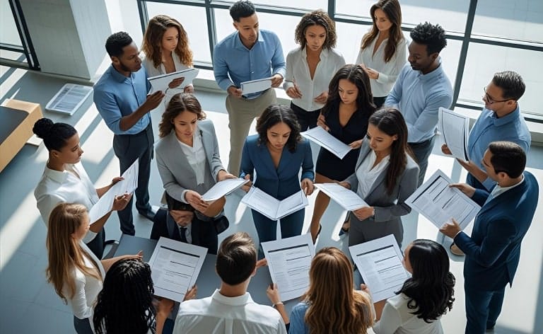 Conceptual image depicting a large pile of unqualified C-level resumes being sent by contingency recruiters, symbolizing the frustration of receiving mismatched candidates in executive search processes.