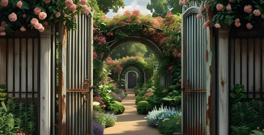 A stylized image of a beautiful, flourishing garden or a "secret" pathway behind a closed, perhaps slightly rusted or old-fashioned, gate that represents a "job board." This emphasizes that the valuable talent is not accessible through common entry points.